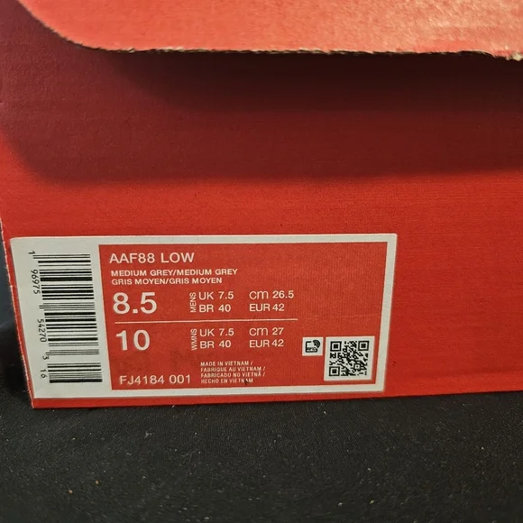 Nike AAF88 Low Medium Grey 8.5M - Picture 3 of 4